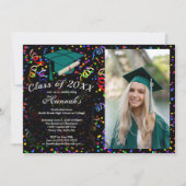 Foto Afstuderen Green Pet Confetti Class of Party Kaart (Voorkant)