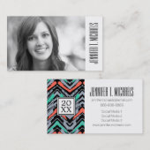 Foto Afstuderen | Hand Drawn Chevron Pattern Contactkaartje (Voorkant / Achterkant)