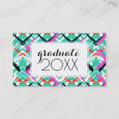 Foto Afstuderen | Handtekening Blauwgroen Zig Zag Contactkaartje (Achterkant)