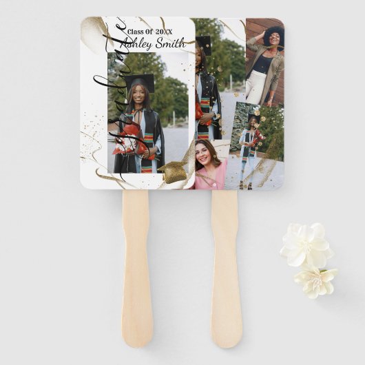 Foto afstuderen handwaaier (Voorkant en achterkant)