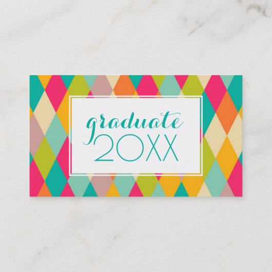Foto Afstuderen | Harlequin  Pattern Contactkaartje (Achterkant)