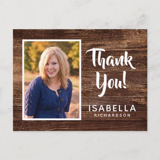 Foto Afstuderen Hartelijk dank | Rustisch hout Briefkaart (Voorkant)