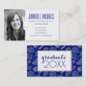 Foto Afstuderen | Helderblauw Shell Pattern Contactkaartje (Voorkant / Achterkant)