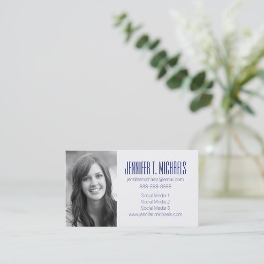 Foto Afstuderen | Helderblauw Shell Pattern Contactkaartje (Staand voorkant)