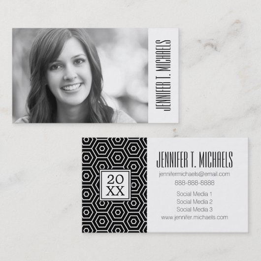 Foto Afstuderen | Hexagon Pattern Contactkaartje (Voorkant / Achterkant)