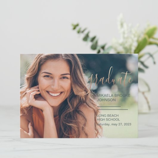 Foto afstuderen High School Aankondiging (Staand voorkant)