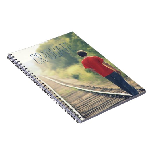 Foto Afstuderen High School Afstuderen Modern Blue Notitieboek (Rechterzijde)