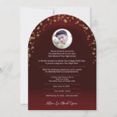 Foto Afstuderen Invitation Classic Gold Dark Red Kaart (Achterkant)
