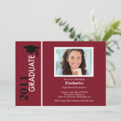 Foto Afstuderen Invitation Classy Burgundy Black Kaart (Staand voorkant)