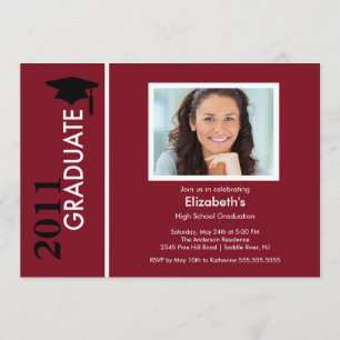 Foto Afstuderen Invitation Classy Burgundy Black Kaart