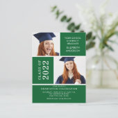 Foto Afstuderen Invitation ~Classy Green & White Briefkaart (Staand voorkant)