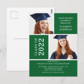 Foto Afstuderen Invitation ~Classy Green & White Briefkaart (Voorkant / Achterkant)