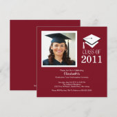 Foto Afstuderen Invitation ~Classy Maroon & White Kaart (Voorkant / Achterkant)