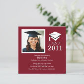 Foto Afstuderen Invitation ~Classy Maroon & White Kaart (Staand voorkant)