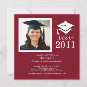 Foto Afstuderen Invitation ~Classy Maroon & White Kaart (Voorkant)