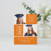 Foto Afstuderen Invitation ~Classy Oranje & White Briefkaart (Staand voorkant)