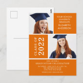 Foto Afstuderen Invitation ~Classy Oranje & White Briefkaart (Voorkant / Achterkant)