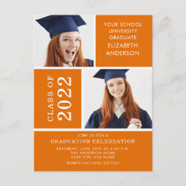 Foto Afstuderen Invitation ~Classy Oranje & White Briefkaart