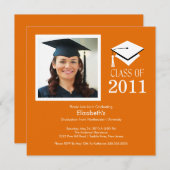 Foto Afstuderen Invitation ~Classy Oranje & White Kaart (Voorkant / Achterkant)