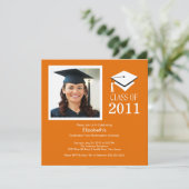 Foto Afstuderen Invitation ~Classy Oranje & White Kaart (Staand voorkant)