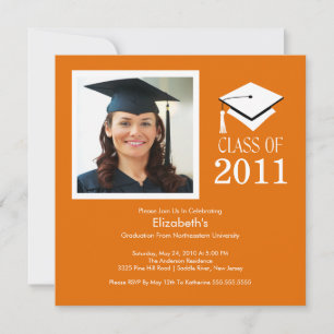 Foto Afstuderen Invitation ~Classy Oranje & White Kaart