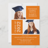 Foto Afstuderen Invitation ~Classy Oranje & White Kaart (Voorkant)