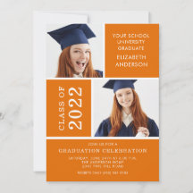 Foto Afstuderen Invitation ~Classy Oranje & White