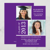 Foto Afstuderen Invitation ~Classy Paars & White Kaart (Voorkant / Achterkant)