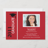 Foto Afstuderen Invitation Classy Red & Black Kaart (Voorkant)
