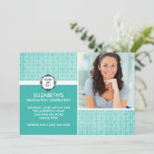 Foto Afstuderen Invitation ~Classy Turquoise Kaart (Staand voorkant)