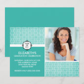 Foto Afstuderen Invitation ~Classy Turquoise Kaart (Voorkant / Achterkant)
