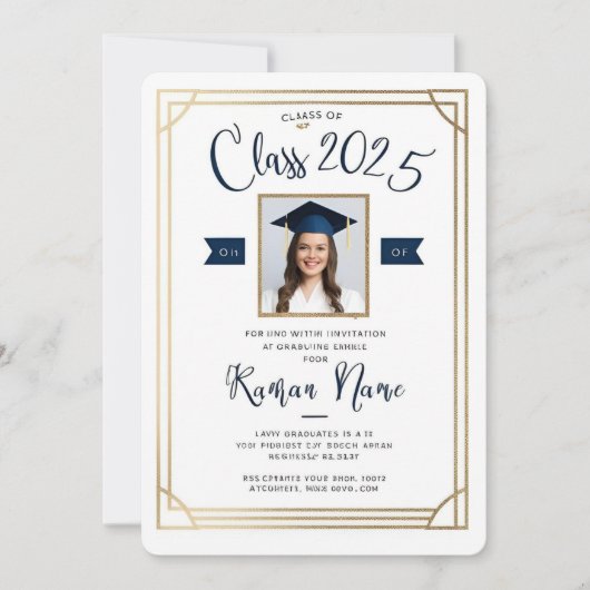 Foto Afstuderen Invitation – Klasse van 2025 Elega Kaart (Voorkant)