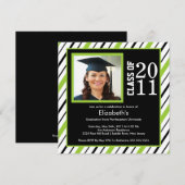 Foto Afstuderen Invitation Limoen Black Stripes Kaart (Voorkant / Achterkant)