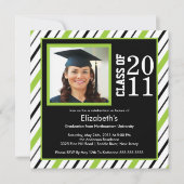 Foto Afstuderen Invitation Limoen Black Stripes Kaart (Voorkant)