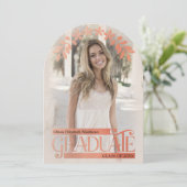 Foto Afstuderen Invitation Roos Gold Floral Kaart (Staand voorkant)