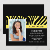 Foto Afstuderen Invitation ~Trendy Yellow Zebra Kaart (Voorkant / Achterkant)
