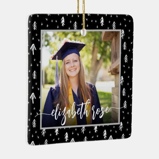 Foto Afstuderen Keepomwille Black Snowflake Keramisch Ornament (Rechts)