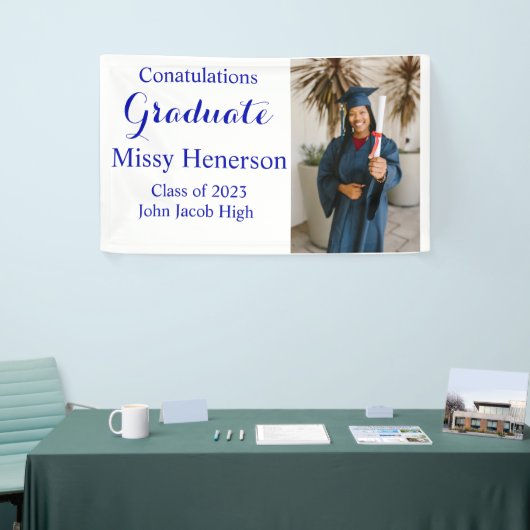 Foto-Afstuderen, klasse 2023 Blauwe Sign Spandoek (Beurs)