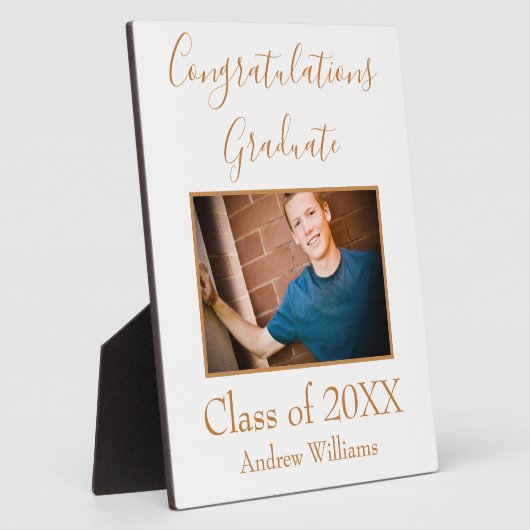 Foto Afstuderen Klasse 20XX Brown and White Invi Fotoplaat (Zijkant)