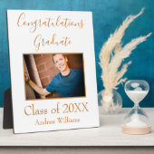 Foto Afstuderen Klasse 20XX Brown and White Invi Fotoplaat (Zijkant)