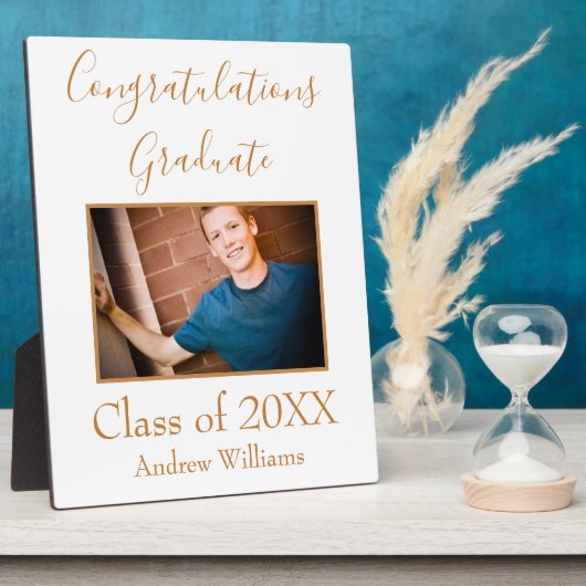 Foto Afstuderen Klasse 20XX Brown and White Invi Fotoplaat (Zijkant)
