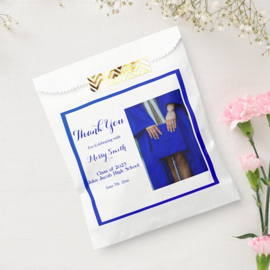 Foto Afstuderen, klasse van 2023 Blauw Dank u Fa Bedankzakje (Gezegeld)