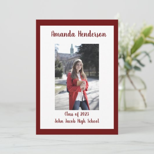 Foto Afstuderen, Klasse van 2023 Maroon Kaart (Staand voorkant)