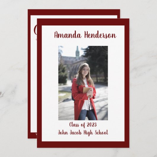 Foto Afstuderen, Klasse van 2023 Maroon Kaart (Voorkant / Achterkant)