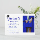 Foto Afstuderen, Klasse van 2024 Blue Invitation Kaart (Staand voorkant)