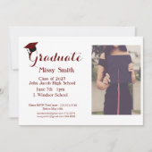 Foto Afstuderen, Klasse van 2024 Maroon Invitation Kaart (Voorkant)