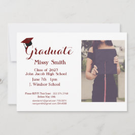 Foto Afstuderen, Klasse van 2024 Maroon Invitation Kaart