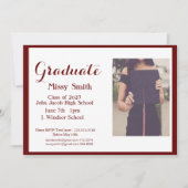 Foto Afstuderen, Klasse van 2024 Maroon Invitation Kaart (Voorkant)