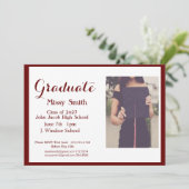 Foto Afstuderen, Klasse van 2024 Maroon Invitation Kaart (Staand voorkant)
