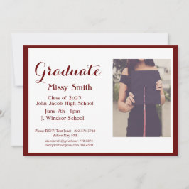 Foto Afstuderen, Klasse van 2024 Maroon Invitation Kaart